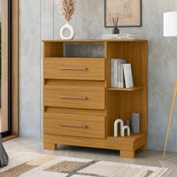 Cômoda com 3 Gavetas e Prateleira Lateral 72cm Multimóveis CR35671 Madeirado