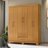 Guarda-Roupa Casal com 6 Portas e 2 Gavetas 150cm Multimóveis CR35677 Madeirado