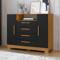 Cômoda com 2 Portas 4 Gavetas e Chave 120,5cm Multimóveis CR35668 Madeirado/Preto