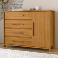 Cômoda com 1 Porta e 4 Gavetas 136cm Multimóveis CR35667 Madeirado