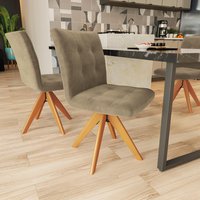 Cadeira Giratória em Madeira Maciça Nice Kappesberg Suede Veludo Bege