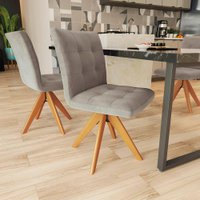 Cadeira Giratória em Madeira Maciça Nice Kappesberg Suede Veludo Cinza