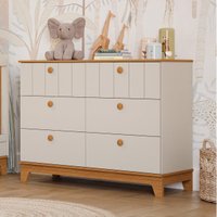 Cômoda Infantil 100% MDF com 6 Gavetas 120cm Multimóveis CRPER-CMO017 Off White/Madeirado