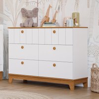 Cômoda Infantil 100% MDF com 6 Gavetas 120cm Multimóveis CRPER-CMO017 Branco/Madeirado