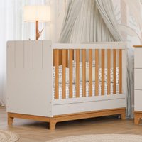 Berço Americano 2 em 1 100% MDF para Colchão 130x70cm Multimóveis CRPER-BER002 Off White/Madeirado