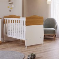 Berço Americano 2 em 1 100% MDF para Colchão 130x70cm com Rodízios Multimóveis CRPER-BER001 Branco/Madeirado