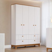 Guarda-Roupa Infantil 100% MDF 4 Portas e 4 Gavetas 148cm Multimóveis CRPER-GRP131 Branco/Madeirado