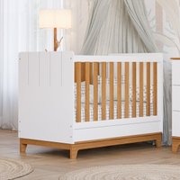 Berço Americano 2 em 1 100% MDF para Colchão 130x70cm Multimóveis CRPER-BER002 Branco/Madeirado