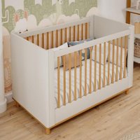Berço Americano 2 em 1 100% MDF Sofá para Colchão 130x70cm Multimóveis CRPER-BER003 Off White/Madeirado