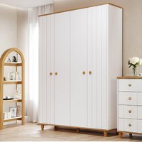 Guarda-Roupa Infantil 100% MDF 4 Portas e 3 Gavetas 152cm Multimóveis CRPER-GRP135 Branco/Madeirado