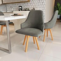Cadeira Suria Kappesberg Suede Veludo Deluxe Cinza Chumbo