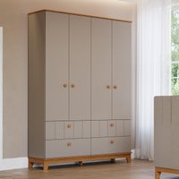 Guarda-Roupa Infantil 100% MDF 4 Portas e 4 Gavetas 148cm Multimóveis CRPER-GRP131 Madeirado/Bege