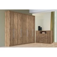 Quarto Completo Solteiro Guarda Roupa 8 Ptas Master 8.4 + Cômoda Jatobá S. Andirá