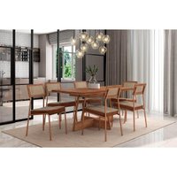 Mesa Sala Átria 160 + 6 Cad Lux Rose/Carame Carraro