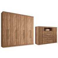 Quarto Completo Solteiro Guarda Roupa 8Pts Master 8.4 + Cômoda Jatobá S. Andirá