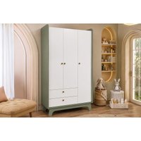 Guarda Roupa Solteiro 3 Ptas e 2 Gavs T401 Verde Kappesberg