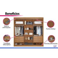 Guarda Roupa Solteiro 3 Ptas 1 Esp 6Gv Siena Cinamomo Conquista