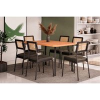 Mesa Sala Stellar 160 + 6 Cad Lux Preto Carraro