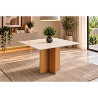 Mesa Cozinha Lana Canto Reto c/Vidro 90cm Cinamomo/Of Henn