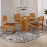 Conjunto Mesa de Jantar 120cm com 4 Cadeiras 100% MDF Multimóveis CRRFT-CON042 Madeirado/Marrom