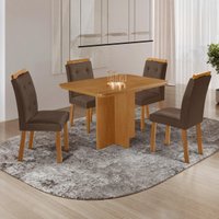 Conjunto Mesa de Jantar 120cm com 4 Cadeiras Estofadas Multimóveis CRRFT-CON043 Madeirado/Marrom