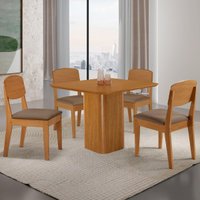 Conjunto Mesa de Jantar 90cm com 4 Cadeiras 100% MDF Multimóveis CRRFT-CON053 Madeirado/Cappuccino