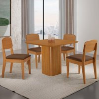 Conjunto Mesa de Jantar 90cm com 4 Cadeiras 100% MDF Multimóveis CRRFT-CON053 Madeirado/Marrom