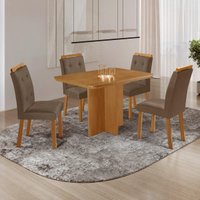 Conjunto Mesa de Jantar 120cm com 4 Cadeiras Estofadas Multimóveis CRRFT-CON043 Madeirado/Cappuccino