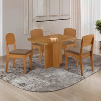 Conjunto Mesa de Jantar 120cm com 4 Cadeiras 100% MDF Multimóveis CRRFT-CON042 Madeirado/Cappuccino