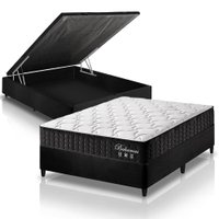 Cama Box Baú Viúva Preto + Colchão Molas Ensacadas Zidi Bahamas 128x188x66cm