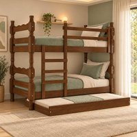 Treliche Madeira Maciça - vira 2 Camas - para Colchão 78/88x188cm Multimóveis CR35685 Imbuia