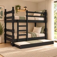 Treliche Madeira Maciça - vira 2 Camas - para Colchão 78/88x188cm Multimóveis CR35685 Preto