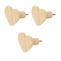 Kit de 3 Ganchos Cabideiro de Madeira Pinus Pendurador Parede Formato Coração Decorativo