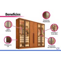 Guarda Roupa Modulado 6 Ptas 4Vd 6G Linea N. Horizonte Neve