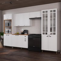 Armário Cozinha Modulada Completa Americana 100% MDF 350cm Provence Multimóveis CRINK-CPL011 Branco