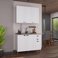 Armário Cozinha Modulada Compacta Americana 100% MDF 120cm Provence Multimóveis CRINK-CPT013 Branco