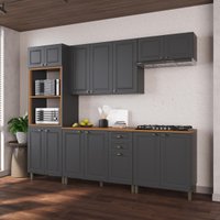 Armário Cozinha Modulada Completa Americana 100% MDF 270cm Provence Multimóveis CRINK-CPL008 Grafite