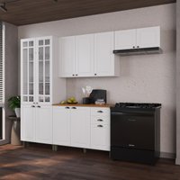 Armário Cozinha Modulada Completa Americana 100% MDF 280cm Provence Multimóveis CRINK-CPL020 Branco