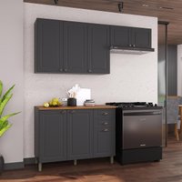 Armário Cozinha Modulada Compacta Americana 100% MDF 200cm Provence Multimóveis CRINK-CPT006 Grafite