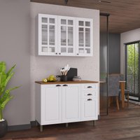 Armário Cozinha Modulada Compacta Americana 100% MDF 120cm Provence Multimóveis CRINK-CPT012 Branco
