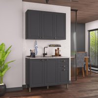 Armário Cozinha Modulada Compacta Americana 100% MDF 120cm Provence Multimóveis CRINK-CPT013 Grafite