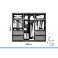 Guarda Roupa Modulado 6 Ptas 2Vd 8G Linea N. Horizonte Fendi