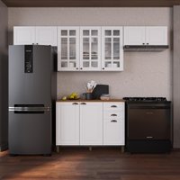 Armário Cozinha Modulada Completa Americana 100% MDF 280cm Provence Multimóveis CRINK-CPL014 Branco