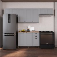 Armário Cozinha Modulada Completa Americana 100% MDF 280cm Provence Multimóveis CRINK-CPL015 Cinza