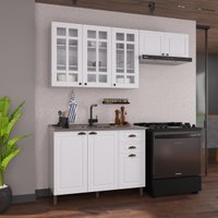 Armário Cozinha Modulada Compacta Americana 100% MDF 200cm Provence Multimóveis CRINK-CPT009 Branco
