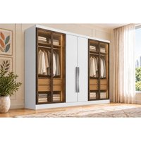Guarda Roupa Modulado 6 Ptas 4Vd 4G Linea N. Horizonte Neve