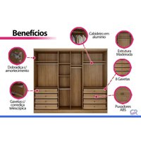 Guarda Roupa Modulado Closet 6Pts 8G Linea N. Horizonte Cina
