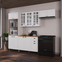 Armário Cozinha Modulada Completa Americana 100% MDF 270cm Provence Multimóveis CRINK-CPL017 Branco