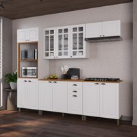 Armário Cozinha Modulada Completa Americana 100% MDF 270cm Provence Multimóveis CRINK-CPL007 Branco