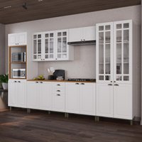 Armário Cozinha Modulada Completa Americana 100% MDF 350cm Provence Multimóveis CRINK-CPL003 Branco